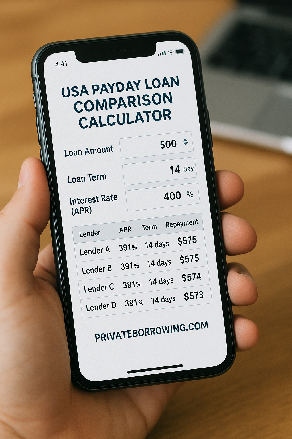 USA PAYDAY LOAN COMPARISON CALCULATOR