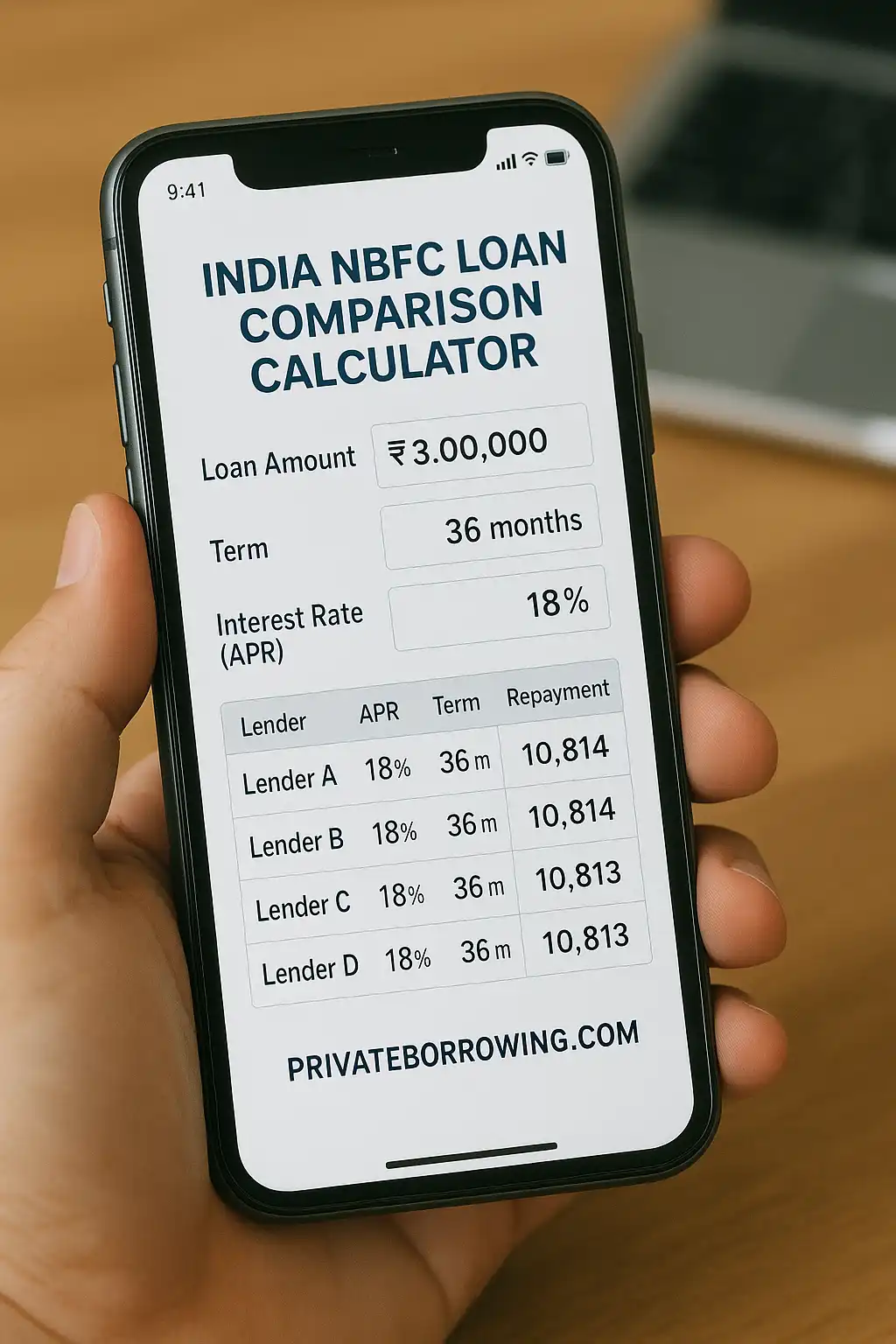 INDIA NBFC LOAN COMPARISON CALCULATOR