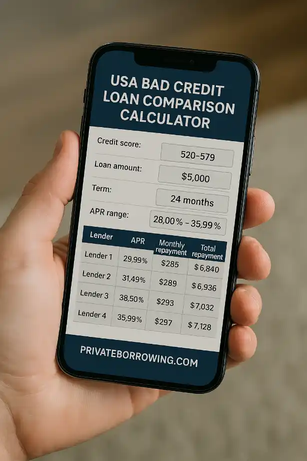 USA BAD CREDIT LOAN COMPARISON CALCULATOR